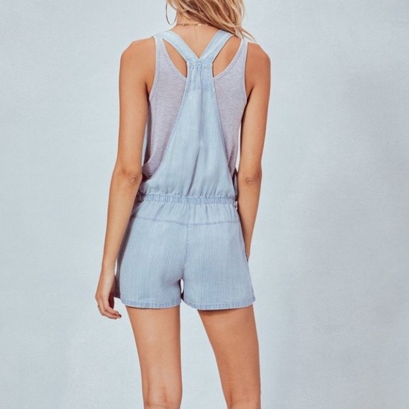 Lovestich Pin Stripped Short Overalls - Picture 5 of 8